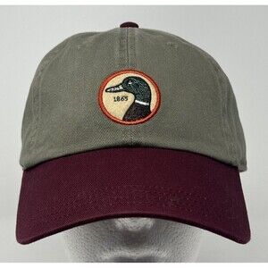 Duck Head Circle Patch Twill Strapback Hat Olive Red Embroidered Classic OSFM